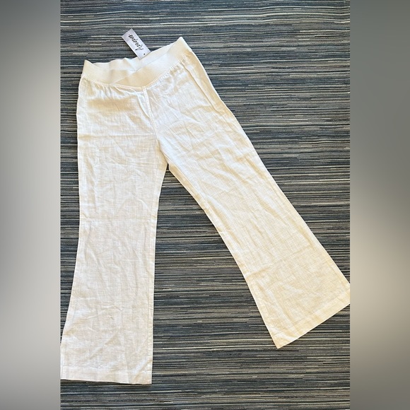 🆕Apropos Berkeley California Women’s Size M White 100% Linen Wide Flair Pants - Picture 2 of 6